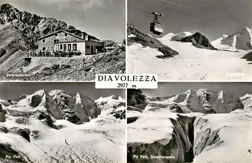 AK / Ansichtskarte  Diavolezza Berghaus Restaurant Luftseilbahn Piz Palue Gletscherspalte
