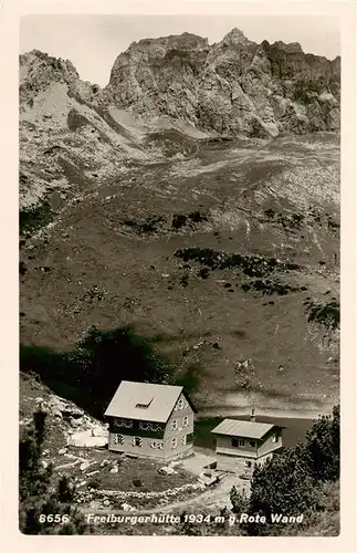 AK / Ansichtskarte  Freiburgerhuette_1934m_Vorarlberg_AT Berghaus Blick gegen Rote Wand