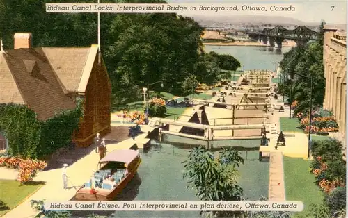 AK / Ansichtskarte  Ottawa_Canada Rideau Canal Locks Interprovincial Bridge in background