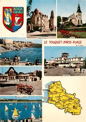 AK / Ansichtskarte  Le_Touquet-Paris-Plage_62_Pas-de-Calais Hotel de Ville Eglise La Piscine Aeroport Casino de la Foret Baie de la Canche