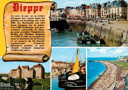 AK / Ansichtskarte  Dieppe_76_Seine-Maritime Les arcades et le quai Duquesne Le port La plage