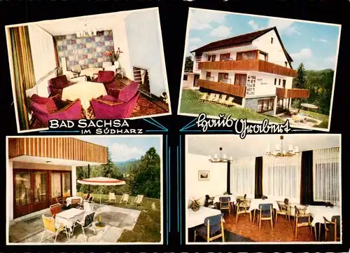 AK / Ansichtskarte 73949385 Bad_Sachsa_Harz Haus Grabert Gastraeume Terrasse