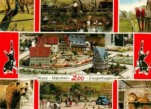 AK / Ansichtskarte  Ziegenhagen_Hannoversch_Muenden Wald Maerchen Zoo Teilansichten Schwanenteich