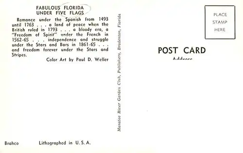 AK / Ansichtskarte 73949460 Florida__US-State Fabulous Florida under five flags