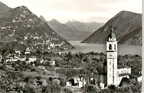 AK / Ansichtskarte  Gentilino_TI Chiesa di S. Abbondio Lago di Lugano Alpi