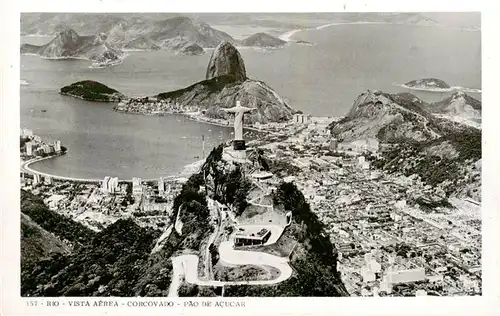 AK / Ansichtskarte  Rio_de_Janeiro_Brazil Vista aérea Corcovado Pao de Acucar Christusstatue Zuckerhut