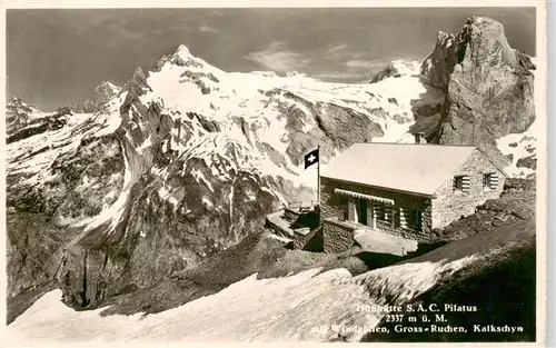 AK / Ansichtskarte  Huefi_UR Huefihuette S.A.C. Pilatus mit Windgaellen Gross-Ruchen Kalkschyn Glarner Alpen
