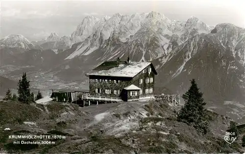 AK / Ansichtskarte 73949482 Krummholzhuette_1870m_Schladming_Obersteiermark_AT Berghaus Blick gegen Dachsteingebirge