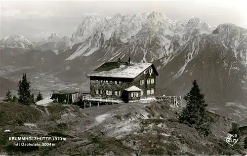 AK / Ansichtskarte  Krummholzhuette_1870m_Schladming_Obersteiermark_AT Berghaus Blick gegen Dachsteingebirge