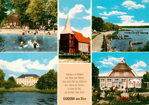 AK / Ansichtskarte  Gudow Freibad Kirche Promenade Schloss Seepartien Terrasse