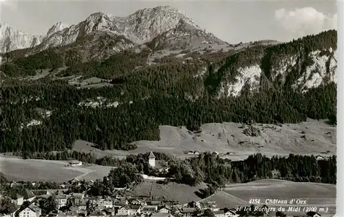 AK / Ansichtskarte  Chateau-d_Oex_VD et les Rochers du Midi vue aérienne