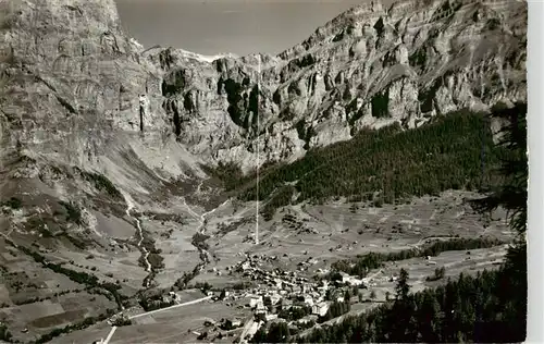 AK / Ansichtskarte  Leukerbad_Loueche-les-Bains_VS Panorama mit Luftseilbahn Leukerbad - Gemmipass