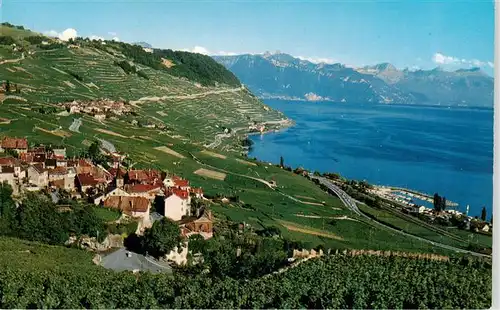 AK / Ansichtskarte  Lavaux__VD Vue panoramique du pays La Corniche Lac Léman et les Alpes