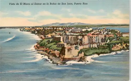 AK / Ansichtskarte  San_Juan__Puerto_Rico Vista de El Morro al entrar en la Bahia de San Juan Kuenstlerkarte