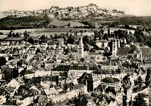 AK / Ansichtskarte  St_Gallen_SG Stadtpanorama Blick gegen Saentis Appenzeller Alpen