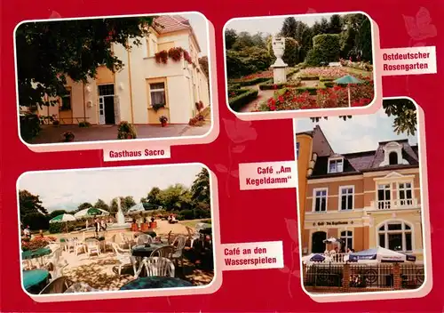 AK / Ansichtskarte  Forst_Lausitz Café Am Kegeldamm Café an den Wasserspielen Gasthaus Sacro Ostdeutscher Rosengarten