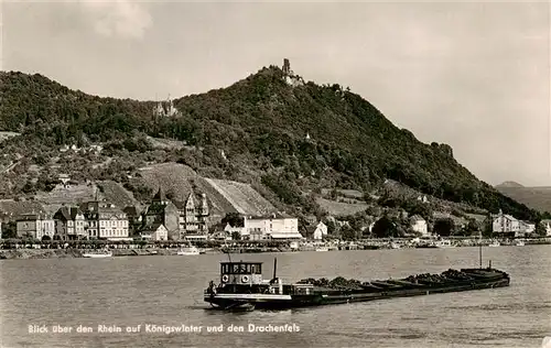 AK / Ansichtskarte  Koenigswinter_Rhein Rheinfrachter mit Drachenfels