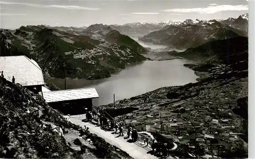 AK / Ansichtskarte  Niesen-Kulm_2362m_BE Station Niesenkulm mit Blick auf Thurner und Brienzersee