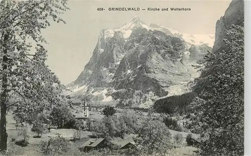 AK / Ansichtskarte  Grindelwald_BE Kirche und Wetterhorn