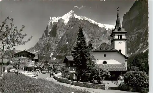 AK / Ansichtskarte  Grindelwald_BE Kirche und Wetterhorn