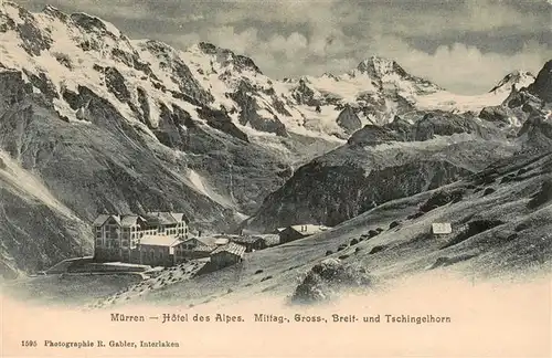 AK / Ansichtskarte  Muerren_BE Hotel des Alpes mit Mittag Gross Breit und Tschingelhorn