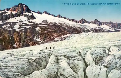AK / Ansichtskarte  Furka_2431m_UR Furka-Grimsel Rhonegletscher mit Naegelisgraetli