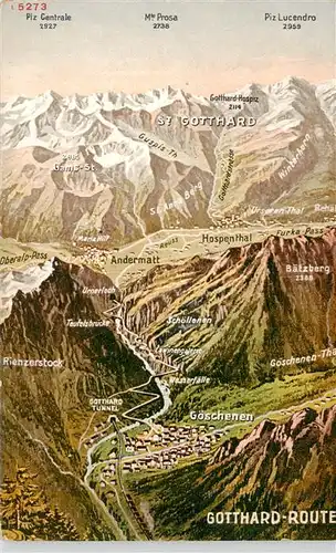 AK / Ansichtskarte  Goeschenen_Goeschenen_UR Gotthard-Route aus der Vogelperspektive