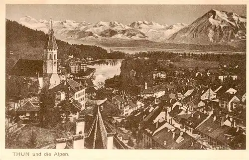 AK / Ansichtskarte  Thun_BE Stadtpanorama Blick gegen die Alpen