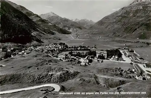 AK / Ansichtskarte  Andermatt_UR Panorama Blick von der Oberalpstrasse aus gegen die Furka