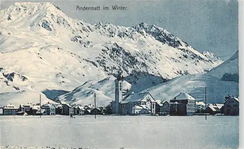 AK / Ansichtskarte  Andermatt_UR Ortsansicht mit Kirche Winterpanorama