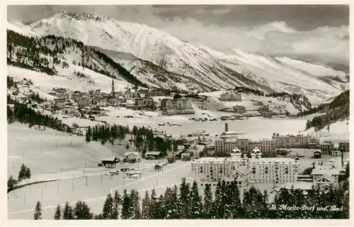 AK / Ansichtskarte  St_Moritz_Dorf_GR und St. Moritz Bad Winterpanorama