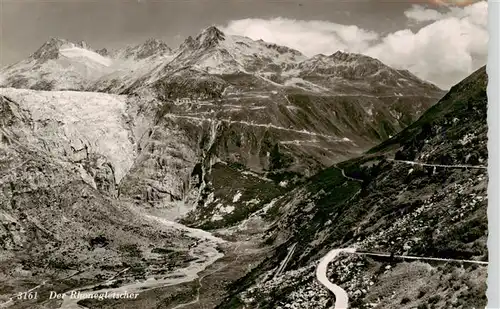 AK / Ansichtskarte  Rhonegletscher_Glacier_du_Rhone_VS Gebirgspass Serpentinen