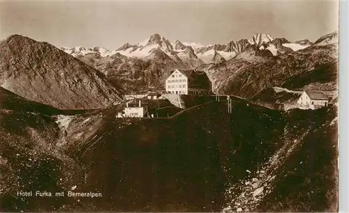 AK / Ansichtskarte  Furkapasshoehe Berghotel Furka mit Berner Alpen