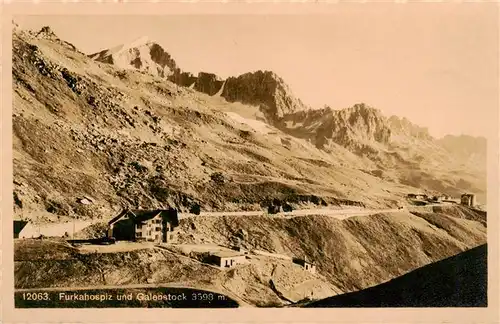 AK / Ansichtskarte  Furka_2431m_UR Furkahospiz Berghotel und Galenstock Gebirgspass