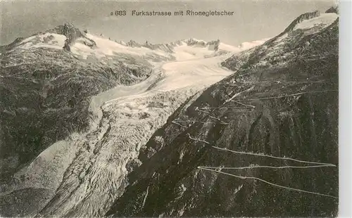 AK / Ansichtskarte  Furkastrasse_UR mit Rhonegletscher Alpenpass Serpentinen