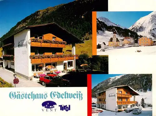 AK / Ansichtskarte  Vent__oetztal_Tirol_AT Gaestehaus Edelweiss Kirche Alpen