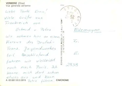 AK / Ansichtskarte  Verberie Vue générale aérienne