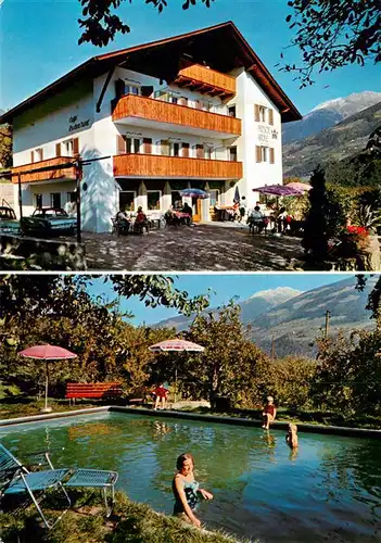 AK / Ansichtskarte 73950224 Dorf-Tirol_Suedtirol_IT Pension Restaurant Café Krone Swimming Pool