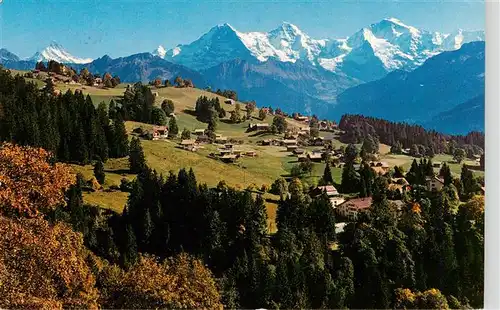 AK / Ansichtskarte  Beatenberg_Thunersee_BE Fliegeraufnahme mit Amisbuehl und Waldegg Schreckhorn Finsteraarhorn Eiger Moench Jungfrau