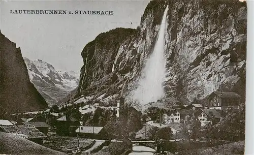 AK / Ansichtskarte  Lauterbrunnen_BE und Staubbach Wasserfall