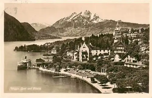 AK / Ansichtskarte  Weggis_Vierwaldstaettersee mit Quai und Pilatus