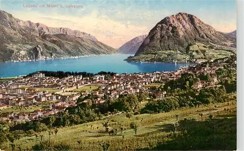 AK / Ansichtskarte  Lugano_Lago_di_Lugano_TI mit Mont San Salvatore