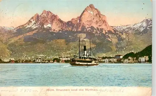 AK / Ansichtskarte  Brunnen_Vierwaldstaettersee_SZ und die Mythen Fahrgastschiff