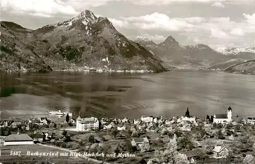 AK / Ansichtskarte  Beckenried_Vierwaldstaettersee_NW mit Rigi Hochfluh und Mythen