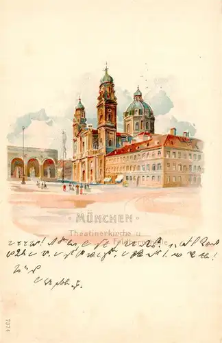 AK / Ansichtskarte  Muenchen Theatinerkirche und Feldherrenhalle