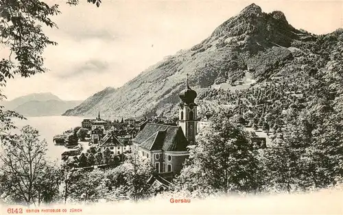 AK / Ansichtskarte  Gersau_Vierwaldstaettersee_SZ Panorama mit Kirche