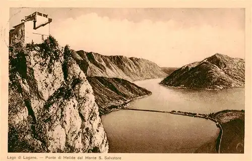 AK / Ansichtskarte  Melide_Lago_di_Lugano Ponte di Melide dal Monte San Salvatore