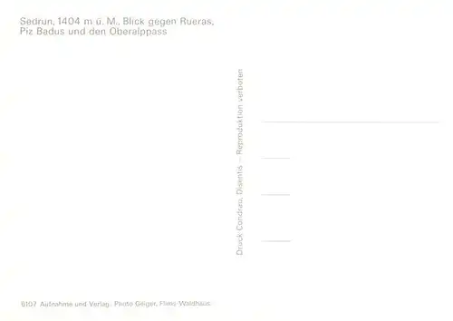 AK / Ansichtskarte  Sedrun mit Rueras Piz Badus und Oberalppass