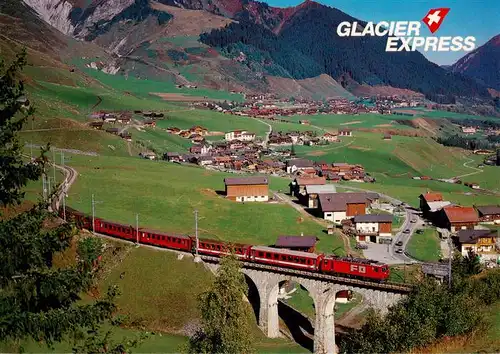 AK / Ansichtskarte  Sedrun Der Glacier Express im Tujetsch mit Rueras und Sedrun