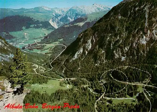 AK / Ansichtskarte  Berguen_Bravuogn_GR Panorama mit Albula Bahn